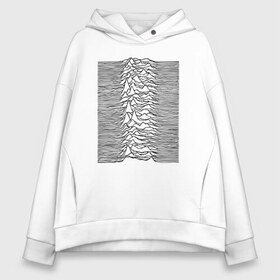 Женское худи Oversize хлопок с принтом Unknown Pleasures в Новосибирске, френч-терри — 70% хлопок, 30% полиэстер. Мягкий теплый начес внутри —100% хлопок | боковые карманы, эластичные манжеты и нижняя кромка, капюшон на магнитной кнопке | ian curtis | joy division | rock | unknown pleasures | иэн кёртис | рок