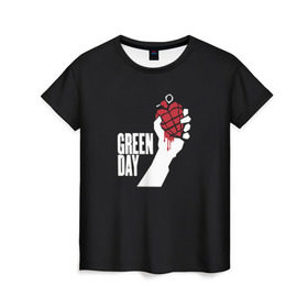 Женская футболка 3D с принтом Green Day в Новосибирске, 100% полиэфир ( синтетическое хлопкоподобное полотно) | прямой крой, круглый вырез горловины, длина до линии бедер | american idiot