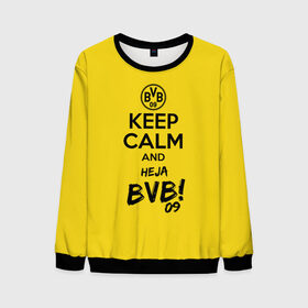 Мужской свитшот 3D с принтом Keep calm and Heja BVB в Новосибирске, 100% полиэстер с мягким внутренним слоем | круглый вырез горловины, мягкая резинка на манжетах и поясе, свободная посадка по фигуре | 09 | bvb | calm | heja | keep | боруссия | германия | дортмунд | клуб | сохраняй | спокойствие | фк | футбол | футбольный