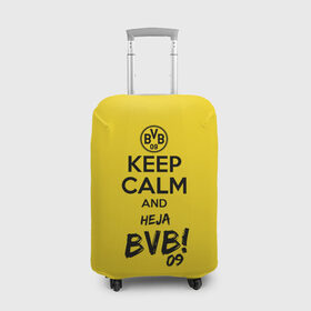 Чехол для чемодана 3D с принтом Keep calm and Heja BVB в Новосибирске, 86% полиэфир, 14% спандекс | двустороннее нанесение принта, прорези для ручек и колес | 09 | bvb | calm | heja | keep | боруссия | германия | дортмунд | клуб | сохраняй | спокойствие | фк | футбол | футбольный