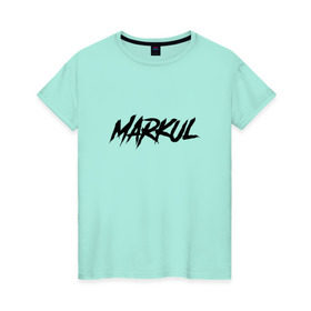 Женская футболка хлопок с принтом Markul в Новосибирске, 100% хлопок | прямой крой, круглый вырез горловины, длина до линии бедер, слегка спущенное плечо | markul | маркул