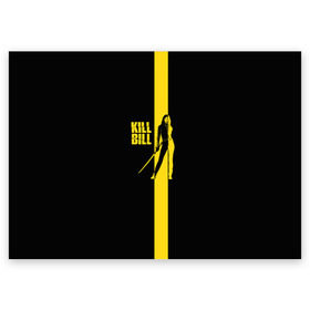 Поздравительная открытка с принтом Kill Bill в Новосибирске, 100% бумага | плотность бумаги 280 г/м2, матовая, на обратной стороне линовка и место для марки
 | Тематика изображения на принте: тарантино | ума турман
