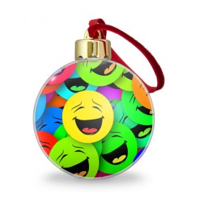 Ёлочный шар с принтом Смайлы в Новосибирске, Пластик | Диаметр: 77 мм | Тематика изображения на принте: веселые | веселые смайлики | настроение | позитив | разноцветные | смайлики | смайлы | смешные