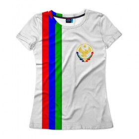 Женская футболка 3D с принтом I love Dagestan в Новосибирске, 100% полиэфир ( синтетическое хлопкоподобное полотно) | прямой крой, круглый вырез горловины, длина до линии бедер | dagestan | дагестан