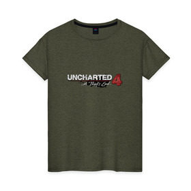 Женская футболка хлопок с принтом Uncharted logo в Новосибирске, 100% хлопок | прямой крой, круглый вырез горловины, длина до линии бедер, слегка спущенное плечо | chloe | drake | elena | nathan | naughty dog | sully | анчартед | дрейк | натан | нейтан | ноти дог | пиратs | приключения | путь вора | салли | утраченное наследие