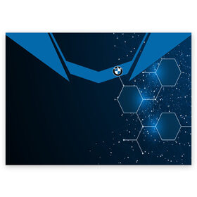 Поздравительная открытка с принтом BMW. в Новосибирске, 100% бумага | плотность бумаги 280 г/м2, матовая, на обратной стороне линовка и место для марки
 | Тематика изображения на принте: auto | bmw | color | logo | sport | авто | автомобиль | автомобильные | бмв | бренд | геометрия | лого | логотип | марка | соты | спорт | узор