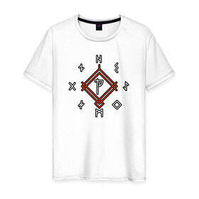 Мужская футболка хлопок с принтом God of War Runes в Новосибирске, 100% хлопок | прямой крой, круглый вырез горловины, длина до линии бедер, слегка спущенное плечо. | atreus | god of war | god of war 4 | gow | kratos | ps4 | атрей | бог войны | гов | зы4 | кратос | левиафан | мальчик | мимир | мировой змей | пиратs | руны | эксклюзив