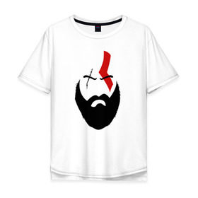 Мужская футболка хлопок Oversize с принтом God of War - Kratos в Новосибирске, 100% хлопок | свободный крой, круглый ворот, “спинка” длиннее передней части | atreus | god of war | god of war 4 | gow | kratos | ps4 | атрей | бог войны | гов | зы4 | кратос | левиафан | мальчик | мимир | мировой змей | пиратs | руны | эксклюзив
