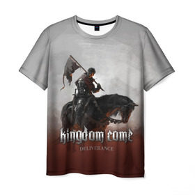Мужская футболка 3D с принтом Рыцарь на коне в Новосибирске, 100% полиэфир | прямой крой, круглый вырез горловины, длина до линии бедер | deliverance | kingdom come | kingdom come deliverance | knight | кингдам кам | король | рыцарь | средневековье | средние века