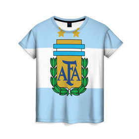 Женская футболка 3D с принтом Сборная Аргентины флаг в Новосибирске, 100% полиэфир ( синтетическое хлопкоподобное полотно) | прямой крой, круглый вырез горловины, длина до линии бедер | аргентина | спорт | футбол