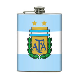 Фляга с принтом Сборная Аргентины флаг в Новосибирске, металлический корпус | емкость 0,22 л, размер 125 х 94 мм. Виниловая наклейка запечатывается полностью | Тематика изображения на принте: аргентина | спорт | футбол