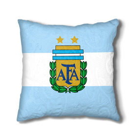 Подушка 3D с принтом Сборная Аргентины флаг в Новосибирске, наволочка – 100% полиэстер, наполнитель – холлофайбер (легкий наполнитель, не вызывает аллергию). | состоит из подушки и наволочки. Наволочка на молнии, легко снимается для стирки | аргентина | спорт | футбол