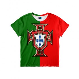 Детская футболка 3D с принтом Сборная Португалии флаг в Новосибирске, 100% гипоаллергенный полиэфир | прямой крой, круглый вырез горловины, длина до линии бедер, чуть спущенное плечо, ткань немного тянется | португалия | футбол