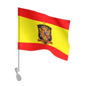 Флаг для автомобиля с принтом Сборная Испании флаг в Новосибирске, 100% полиэстер | Размер: 30*21 см | испания | футбол