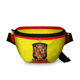 Поясная сумка 3D с принтом Сборная Испании флаг в Новосибирске, 100% полиэстер | плотная ткань, ремень с регулируемой длиной, внутри несколько карманов для мелочей, основное отделение и карман с обратной стороны сумки застегиваются на молнию | испания | футбол