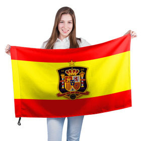 Флаг 3D с принтом Сборная Испании флаг в Новосибирске, 100% полиэстер | плотность ткани — 95 г/м2, размер — 67 х 109 см. Принт наносится с одной стороны | испания | футбол