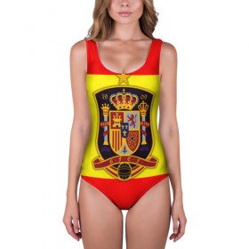 Купальник-боди 3D с принтом Сборная Испании флаг в Новосибирске, 82% полиэстер, 18% эластан | Круглая горловина, круглый вырез на спине | испания | футбол