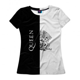 Женская футболка 3D с принтом Queen в Новосибирске, 100% полиэфир ( синтетическое хлопкоподобное полотно) | прямой крой, круглый вырез горловины, длина до линии бедер | paul rodgers | queen | брайан мэй | джон дикон | квин | меркури | меркьюри | мэркури | роджер тейлор | рок группа | фредди | фреди