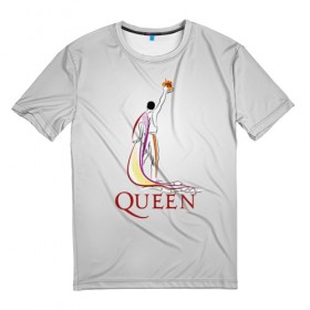 Мужская футболка 3D с принтом Queen в Новосибирске, 100% полиэфир | прямой крой, круглый вырез горловины, длина до линии бедер | paul rodgers | queen | брайан мэй | джон дикон | квин | меркури | меркьюри | мэркури | роджер тейлор | рок группа | фредди | фреди