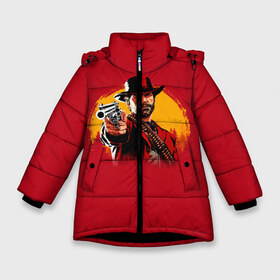 Зимняя куртка для девочек 3D с принтом Red Dead Redemption 2 в Новосибирске, ткань верха — 100% полиэстер; подклад — 100% полиэстер, утеплитель — 100% полиэстер. | длина ниже бедра, удлиненная спинка, воротник стойка и отстегивающийся капюшон. Есть боковые карманы с листочкой на кнопках, утяжки по низу изделия и внутренний карман на молнии. 

Предусмотрены светоотражающий принт на спинке, радужный светоотражающий элемент на пуллере молнии и на резинке для утяжки. | rdr | rockstar | рокстар