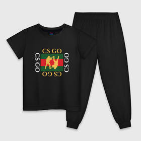 Детская пижама хлопок с принтом CS GO gg в Новосибирске, 100% хлопок |  брюки и футболка прямого кроя, без карманов, на брюках мягкая резинка на поясе и по низу штанин
 | counter | cs | cs:go | global | go | gucci | offensive | strike | гучи