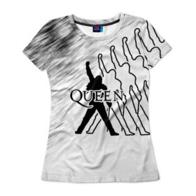 Женская футболка 3D с принтом Queen в Новосибирске, 100% полиэфир ( синтетическое хлопкоподобное полотно) | прямой крой, круглый вырез горловины, длина до линии бедер | paul rodgers | queen | брайан мэй | джон дикон | квин | меркури | меркьюри | мэркури | роджер тейлор | рок группа | фредди | фреди