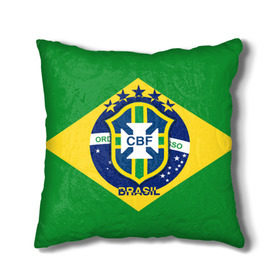 Подушка 3D с принтом Сборная Бразилии флаг в Новосибирске, наволочка – 100% полиэстер, наполнитель – холлофайбер (легкий наполнитель, не вызывает аллергию). | состоит из подушки и наволочки. Наволочка на молнии, легко снимается для стирки | Тематика изображения на принте: brazil | бразилия