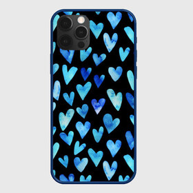 Чехол для iPhone 12 Pro Max с принтом Blue Hearts в Новосибирске, Силикон |  | акварель | любовь | паттерн | сердечки