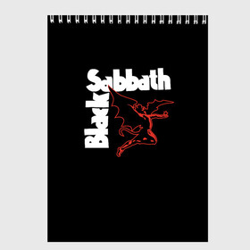 Скетчбук с принтом BLACK SABBATH в Новосибирске, 100% бумага
 | 48 листов, плотность листов — 100 г/м2, плотность картонной обложки — 250 г/м2. Листы скреплены сверху удобной пружинной спиралью | black sabbath | билл уорд | блэк саббат | британская рок группа | гизер батлер | группа | музыка | оззи осборн | рок | тони айомми | хеви метал