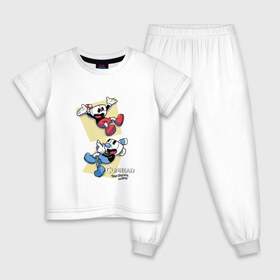 Детская пижама хлопок с принтом Cuphead (2) в Новосибирске, 100% хлопок |  брюки и футболка прямого кроя, без карманов, на брюках мягкая резинка на поясе и по низу штанин
 | cuphead | game | retro