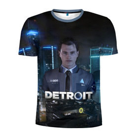 Мужская футболка 3D спортивная с принтом Detroit: Become Human - Connor в Новосибирске, 100% полиэстер с улучшенными характеристиками | приталенный силуэт, круглая горловина, широкие плечи, сужается к линии бедра | Тематика изображения на принте: 