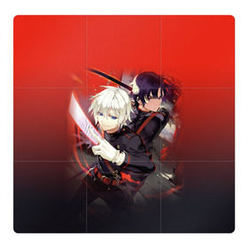 Магнитный плакат 3Х3 с принтом Shinya & Guren в Новосибирске, Полимерный материал с магнитным слоем | 9 деталей размером 9*9 см | owari no seraph | seraph of the end | последний серафим