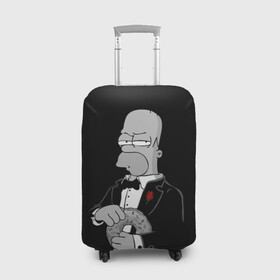 Чехол для чемодана 3D с принтом Гомер в Новосибирске, 86% полиэфир, 14% спандекс | двустороннее нанесение принта, прорези для ручек и колес | homer | mafia | simpson | simpsons | гомер симпсон | мафия | пончик | пончики