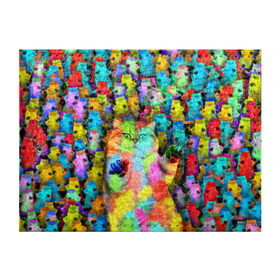 Обложка для студенческого билета с принтом Котики на дискотеке в Новосибирске, натуральная кожа | Размер: 11*8 см; Печать на всей внешней стороне | Тематика изображения на принте: кошки | паттерн | психоделика | разноцветный | яркий