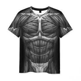 Мужская футболка 3D с принтом Экзоскелет CRYSIS в Новосибирске, 100% полиэфир | прямой крой, круглый вырез горловины, длина до линии бедер | crysis |   робот | бионический | бронь | броня | доспехи | костюм | крайсис | экзоскелет