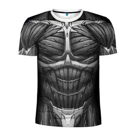 Мужская футболка 3D спортивная с принтом Экзоскелет CRYSIS в Новосибирске, 100% полиэстер с улучшенными характеристиками | приталенный силуэт, круглая горловина, широкие плечи, сужается к линии бедра | crysis |   робот | бионический | бронь | броня | доспехи | костюм | крайсис | экзоскелет