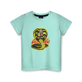 Детская футболка хлопок с принтом Cobra Kai в Новосибирске, 100% хлопок | круглый вырез горловины, полуприлегающий силуэт, длина до линии бедер | Тематика изображения на принте: cobra | змея | кобра