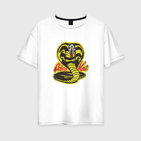 Женская футболка хлопок Oversize с принтом Cobra Kai в Новосибирске, 100% хлопок | свободный крой, круглый ворот, спущенный рукав, длина до линии бедер
 | cobra | змея | кобра