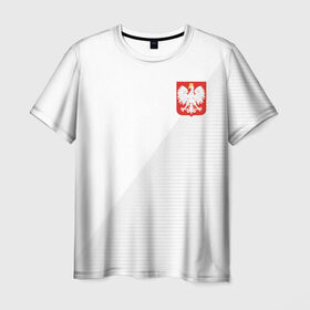 Мужская футболка 3D с принтом Польша домашняя форма в Новосибирске, 100% полиэфир | прямой крой, круглый вырез горловины, длина до линии бедер | 