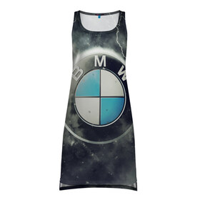Платье-майка 3D с принтом Логотип BMW в Новосибирске, 100% полиэстер | полуприлегающий силуэт, широкие бретели, круглый вырез горловины, удлиненный подол сзади. | logo bmw | бмв | логотип bmw | логотип бмв