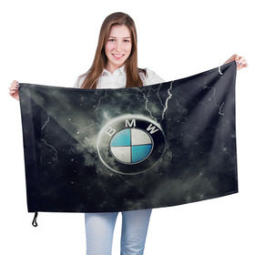 Флаг 3D с принтом Логотип BMW в Новосибирске, 100% полиэстер | плотность ткани — 95 г/м2, размер — 67 х 109 см. Принт наносится с одной стороны | logo bmw | бмв | логотип bmw | логотип бмв