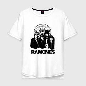 Мужская футболка хлопок Oversize с принтом Ramones в Новосибирске, 100% хлопок | свободный крой, круглый ворот, “спинка” длиннее передней части | 