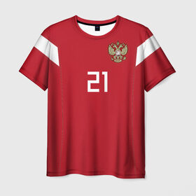 Мужская футболка 3D с принтом Ерохин ЧМ 2018 в Новосибирске, 100% полиэфир | прямой крой, круглый вырез горловины, длина до линии бедер | 21 | erokhin | ерохин | зенит | мира | россии | россия | сборная | форма | чемпионат