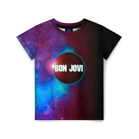 Детская футболка 3D с принтом Bon Jovi в Новосибирске, 100% гипоаллергенный полиэфир | прямой крой, круглый вырез горловины, длина до линии бедер, чуть спущенное плечо, ткань немного тянется | bon jovi | альбом | арена | бон | бон джови | глэм | группа | джови | джон | метал | музыка | надпись | песни | поп | попрок | рок | рокер | смайл | солист | софт | стена | хард | хеви | хевиметал
