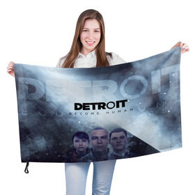 Флаг 3D с принтом Detroit become human в Новосибирске, 100% полиэстер | плотность ткани — 95 г/м2, размер — 67 х 109 см. Принт наносится с одной стороны | dbh | detroit | gamer