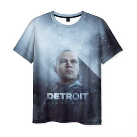 Мужская футболка 3D с принтом Detroit become human в Новосибирске, 100% полиэфир | прямой крой, круглый вырез горловины, длина до линии бедер | dbh | detroit | gamer