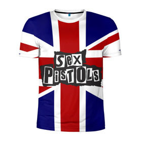 Мужская футболка 3D спортивная с принтом Sex Pistols в Новосибирске, 100% полиэстер с улучшенными характеристиками | приталенный силуэт, круглая горловина, широкие плечи, сужается к линии бедра | англия | британия | панк | флаг