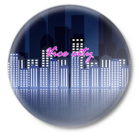 Значок с принтом Vice city в Новосибирске,  металл | круглая форма, металлическая застежка в виде булавки | game | grand theft auto | gta | vice city | игромания | игры