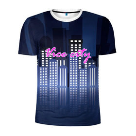 Мужская футболка 3D спортивная с принтом Vice city в Новосибирске, 100% полиэстер с улучшенными характеристиками | приталенный силуэт, круглая горловина, широкие плечи, сужается к линии бедра | game | grand theft auto | gta | vice city | игромания | игры
