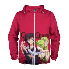 Мужская ветровка 3D с принтом Code Geass - Lelouch and C.C. в Новосибирске, 100% полиэстер | подол и капюшон оформлены резинкой с фиксаторами, два кармана без застежек по бокам, один потайной карман на груди | 